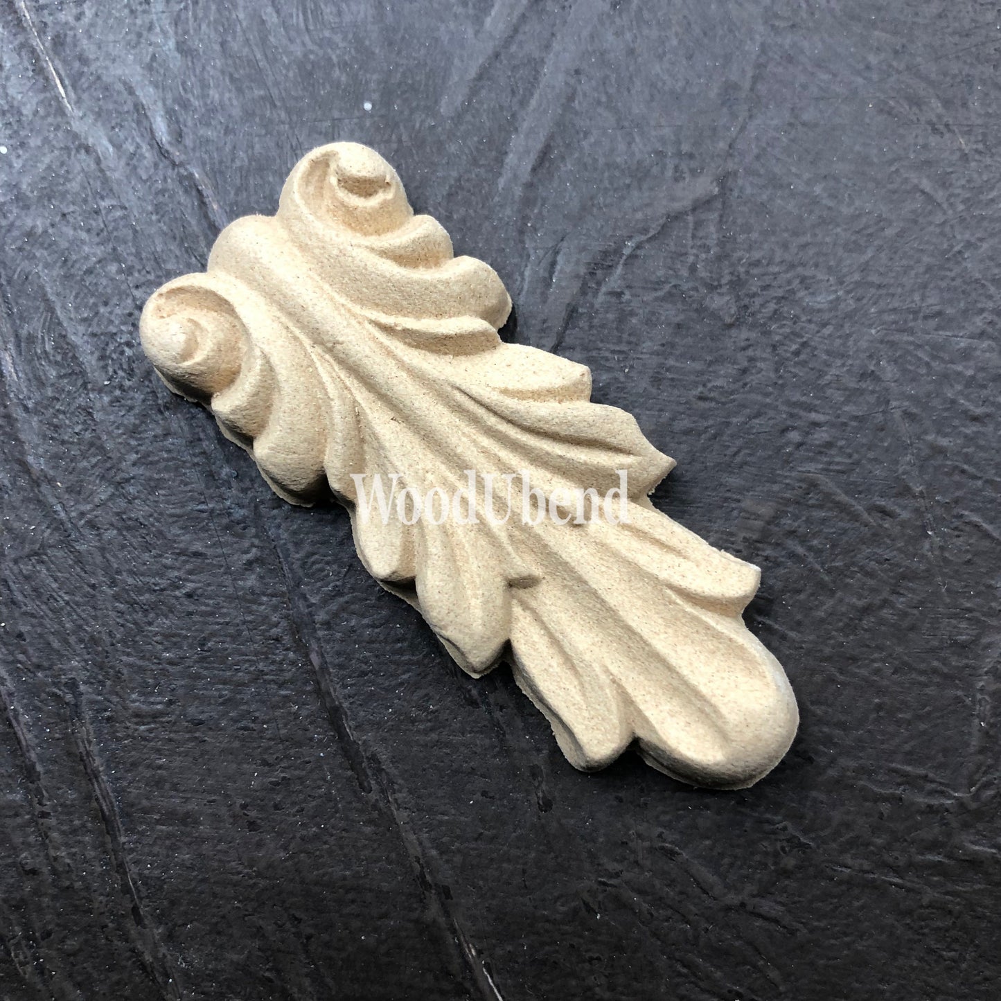 woodubend 6 x 2 cm, Decorative Vertical Leaf Applique/WoodUbend Furniture Moulding, SKU 0126 bendable when heated