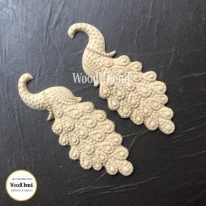 woodubend Decorative carved Applique Set of Peacocks WUB2120 11.5×4.5cm Furniture Moulding, SKU 2120 Bendable when heated
