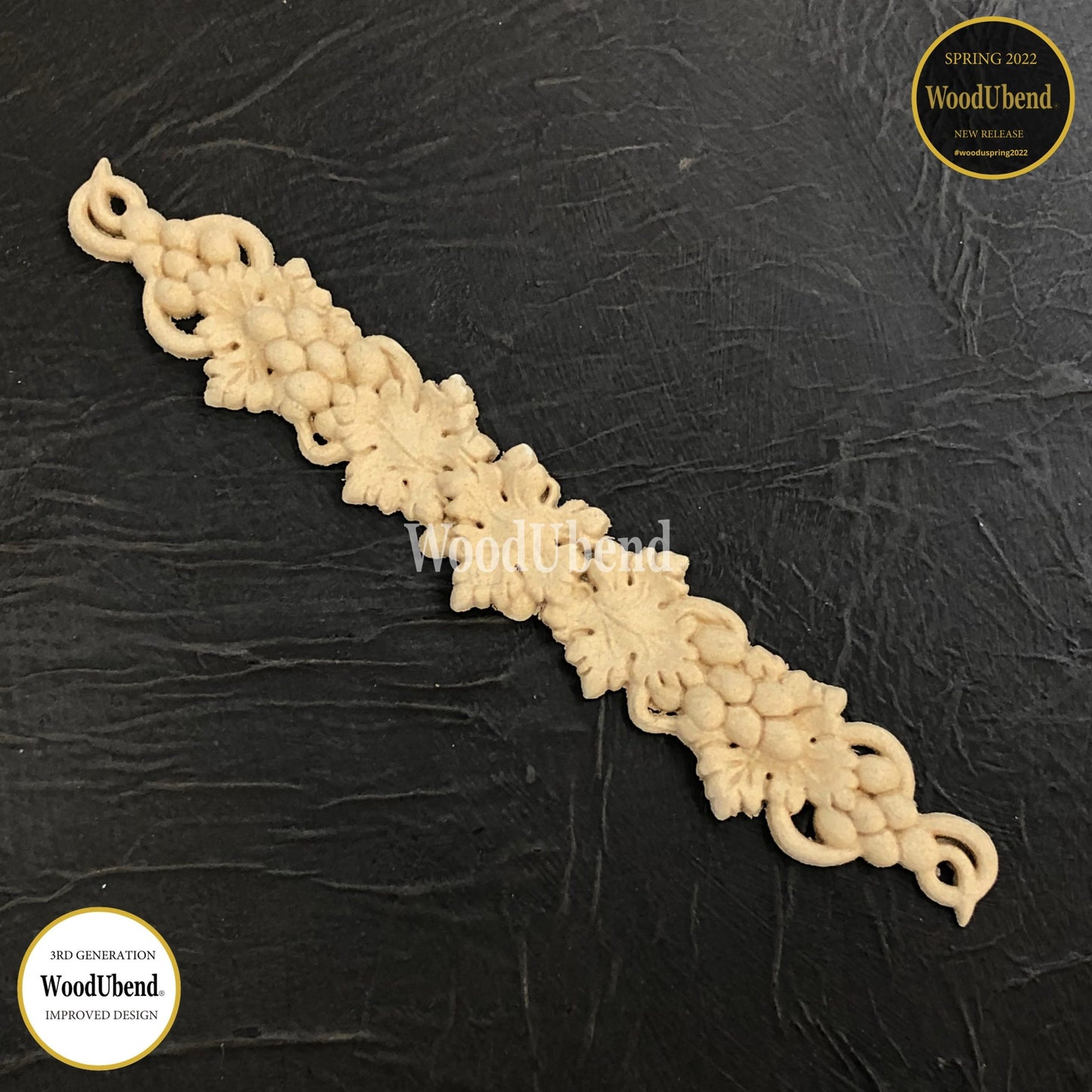 Woodubend applique Vine and Grape mold, 22.5X3.3X0.5cm, molding SKU 6110, bendable when heated.