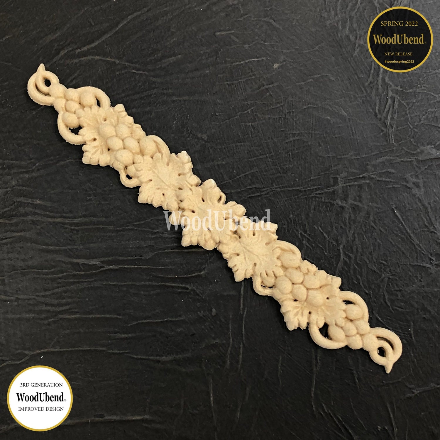 Woodubend applique Vine and Grape mold, 22.5X3.3X0.5cm, molding SKU 6110, bendable when heated.