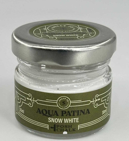 Posh Chalk Aqua Patina Snow White is a water-based, artisan-quality gilding wax.