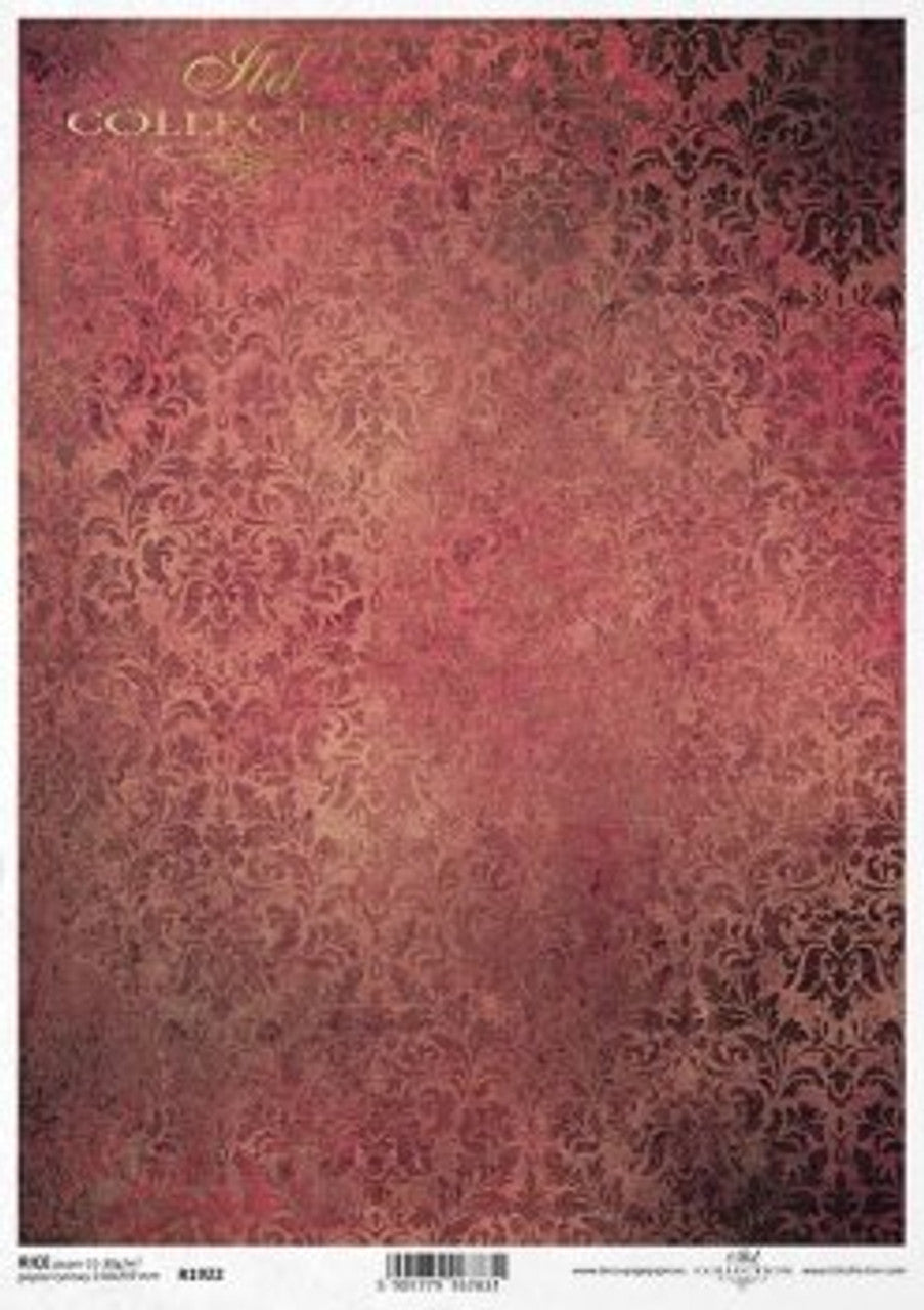 ITD COLLECTION Inferno Damask Rice Paper A4 (8.3 X 11.7 INCHES)