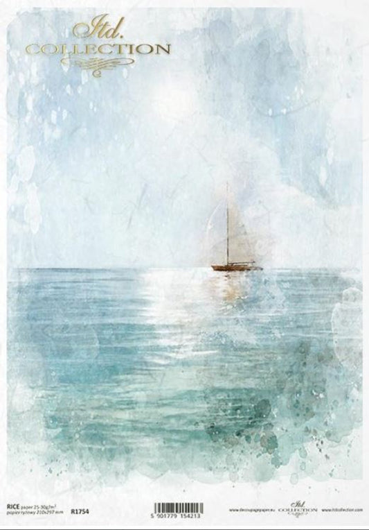 ITD COLLECTION  Rice Paper SAILBOAT SCENE A4 ( 8.3 X 11.7 INCHES)