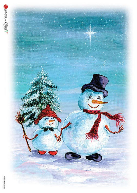 Paper Designs  Winter Snowman Rice Paper A4 8.3 x 11.7