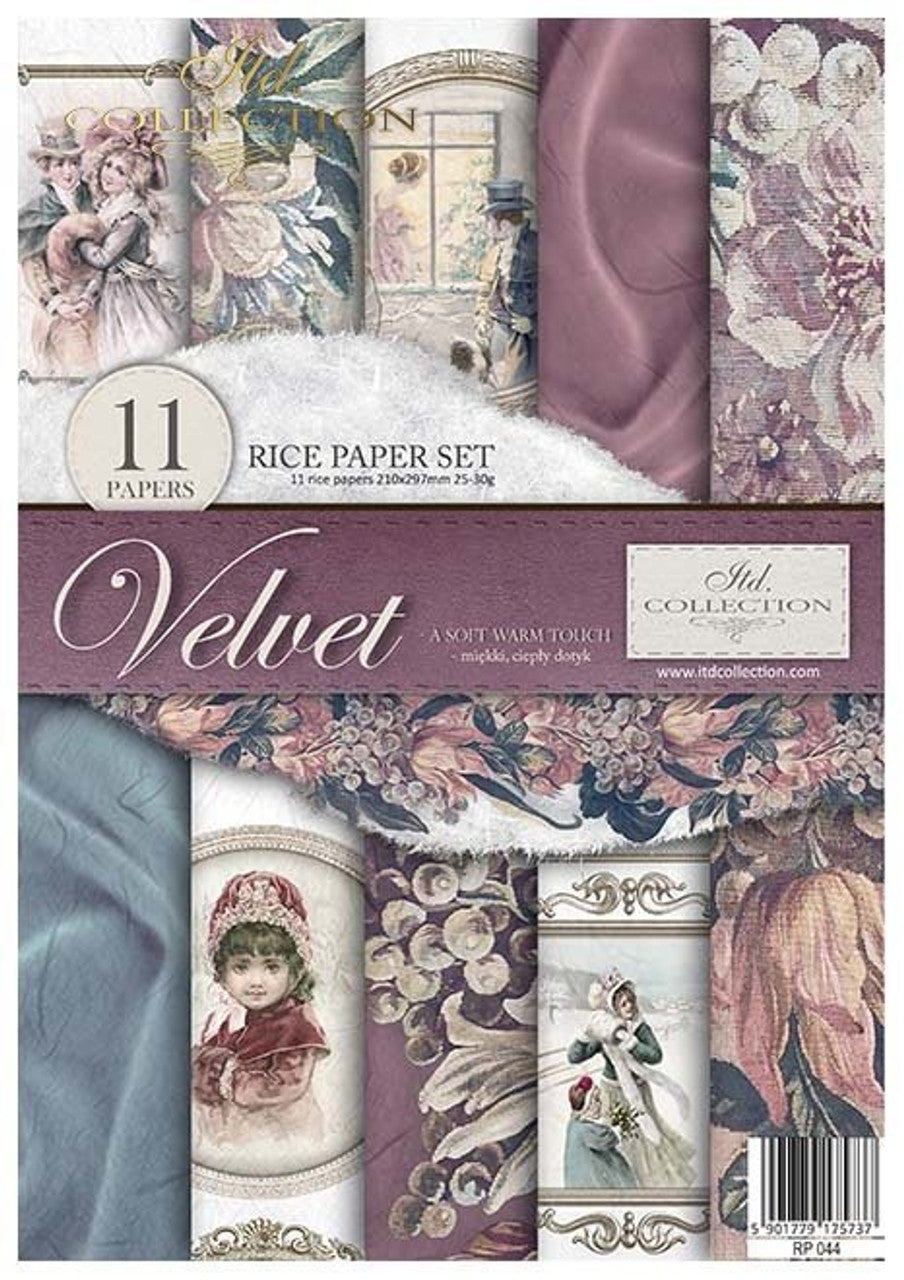 ITD COLLECTION  Rice paper pack of 11  Velvet A4 (8.3 X 11.7 INCHES)