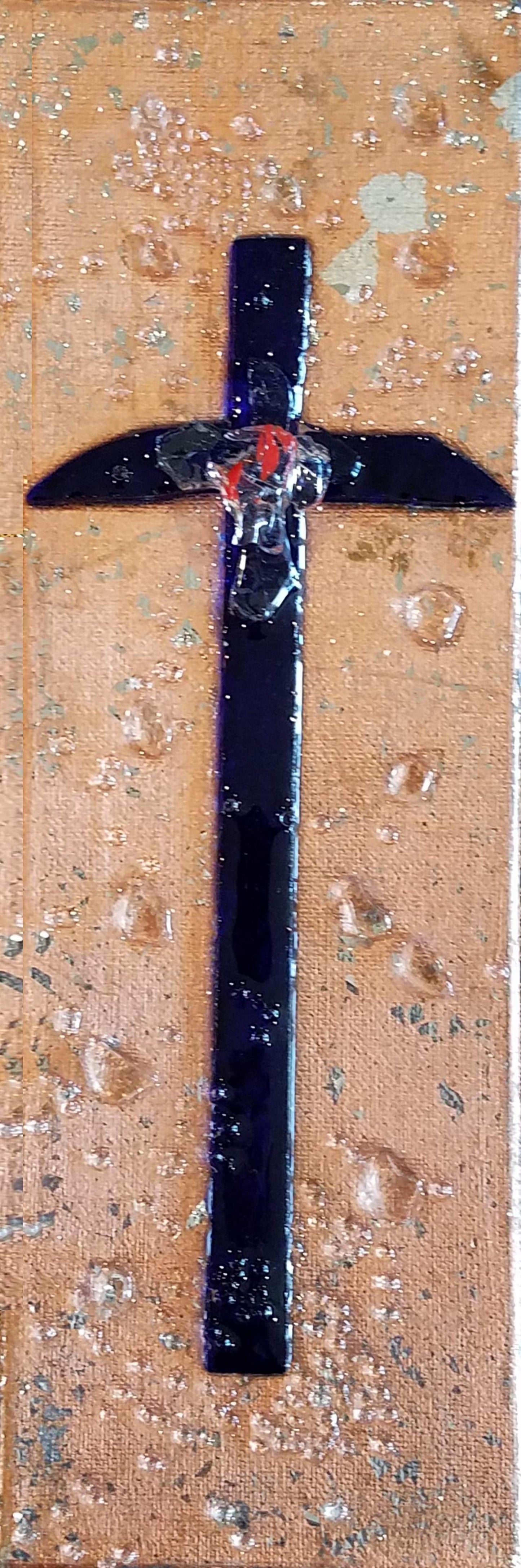 2014-Blue Glass Cross5 4x12