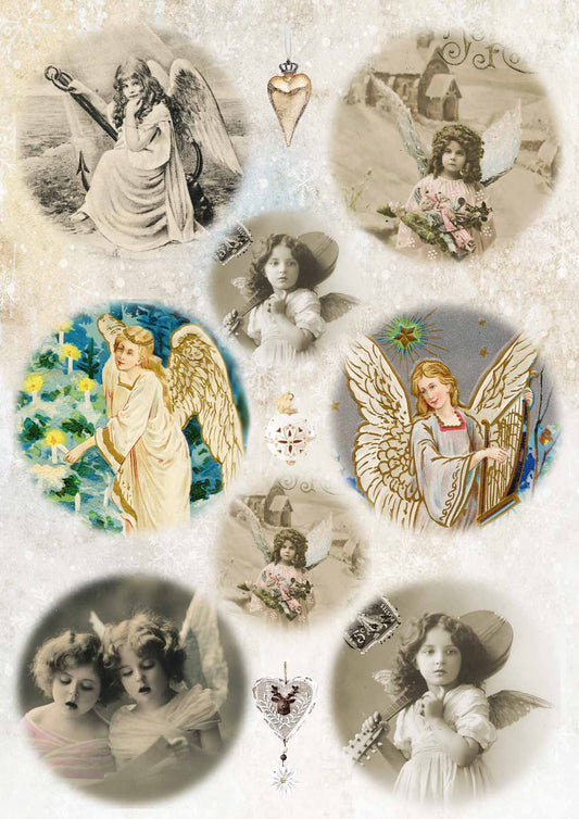Decoupage Queen Angel Ornaments  Rice Paper A4 (8.3 X 11.7 INCHES)