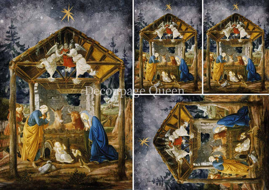 Decoupage Queen Botticelli's Nativity Mini Rice Paper A4 (8.3 X11.7 INCHES)