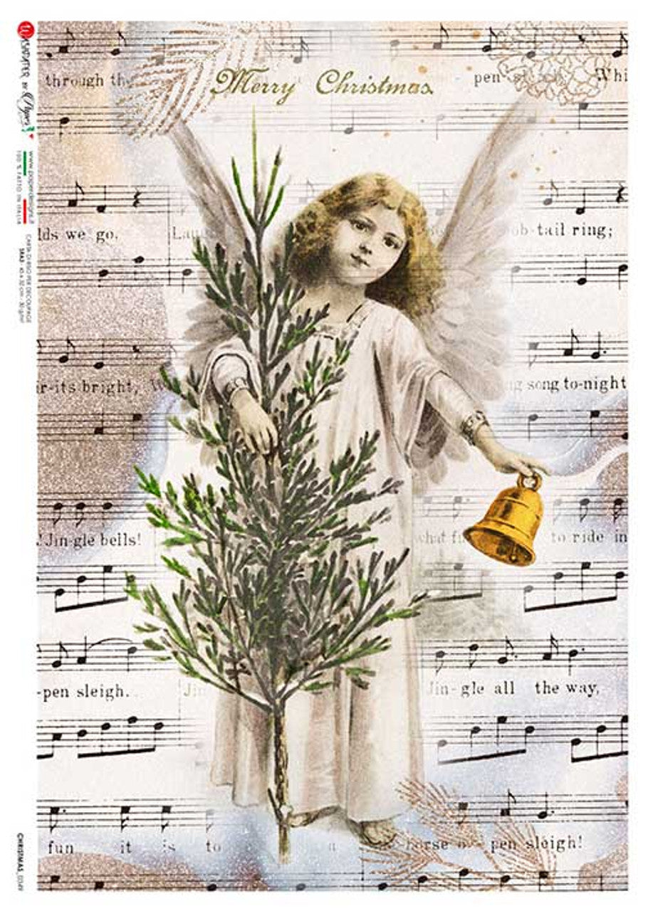Paper Designs 0349  mUSICAL ANGEL  RICE PAPER A4 (8.3 X 11.7 INCHES)