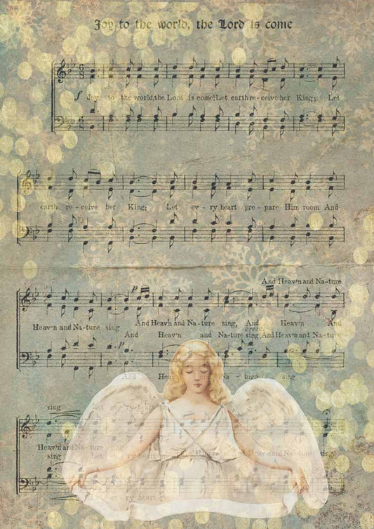 Decoupage Queen Christmas Joy to the World Blonde Angel Rice Paper A4 (8.3 X 11.7 INCHES)