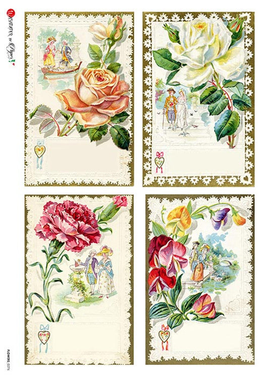 Paper Designs Flowers 0276 RICE PAPER A4 (8.3 X 11.7 INCHES)