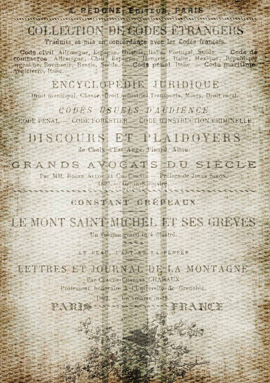 Decoupage Queen, French Grain Sack Rice Paper A4 (8.3 X11.7 INCHES)