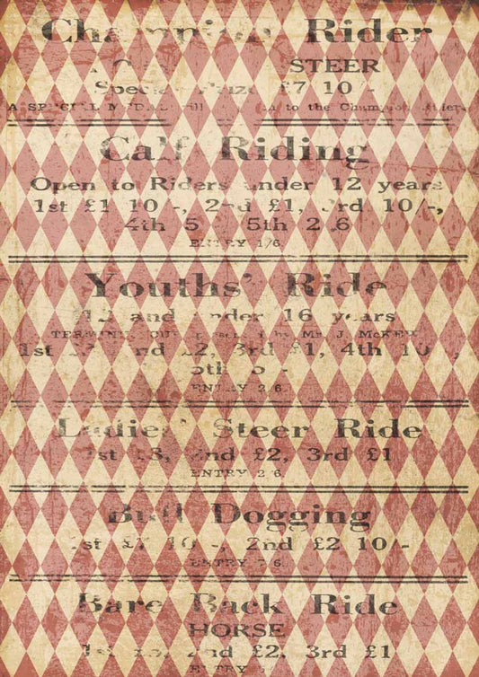 Decoupage Queen, Horse Riding Rice Paper A4 (8.3 X 11.7 INCHES)