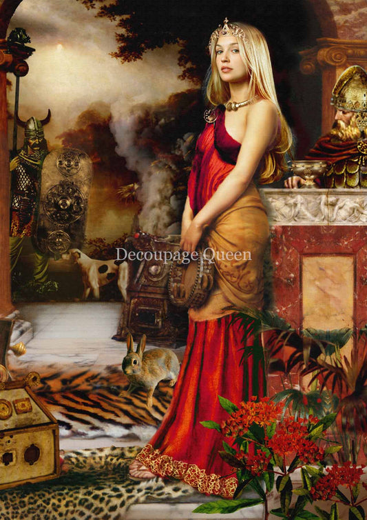 Decoupage Queen, Howard David Johnson Celtic Warrior Queen Boudica Rice Paper A3 (11.7 X 16.5 INCHES)
