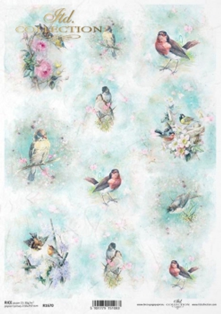 ITD COLLECTION SPRING BIRD PORTRAIT RICE PAPER A4 (8.3 X 11.7 INCHES)