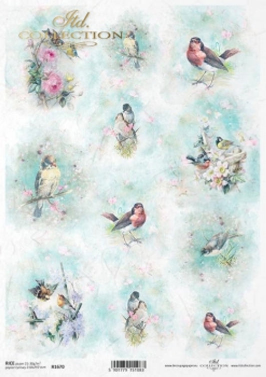 ITD COLLECTION SPRING BIRD PORTRAIT RICE PAPER A4 (8.3 X 11.7 INCHES)
