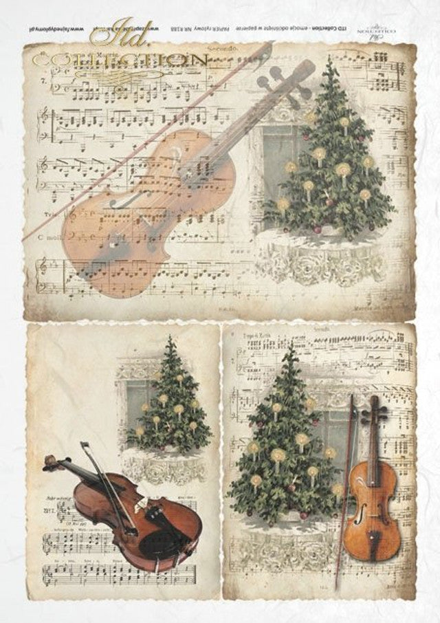 ITD COLLECTION Musical Christmas Scene RICE PAPER A4 (8.3 X 11.7 INCHES)