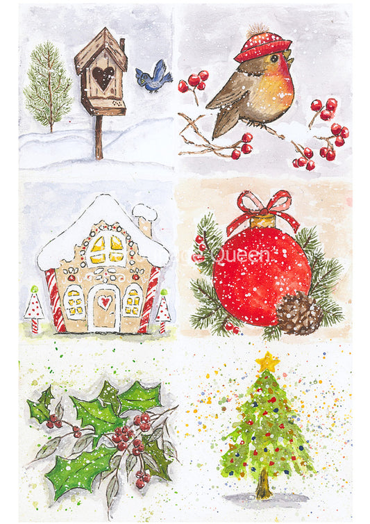 Old to Ooh La La Christmas Scenes Rice Paper A4 (8.3 X 11.7 INCHES)