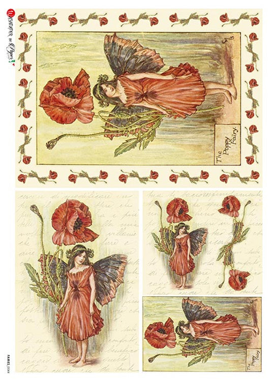 Paper Designs Fairies 0044  RICE PAPER A4 (8.3 X 11.7 INCHES)