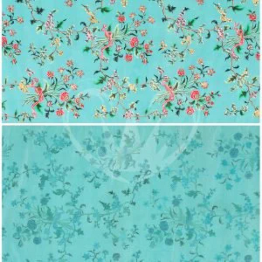 Posh Chalk Deluxe Decoupage Paper Turquoise Floral A1 (23.4 x 33.1 inches)