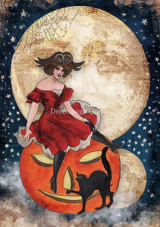 Decoupage Queen, Vintage witch Rice Paper A4 (8.3 X 11.7 INCHES)