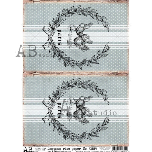 AB Studios Rice Paper Farmhouse Chicken Grain Sack A4 (8.3 X11.7 INCHES ) 0884