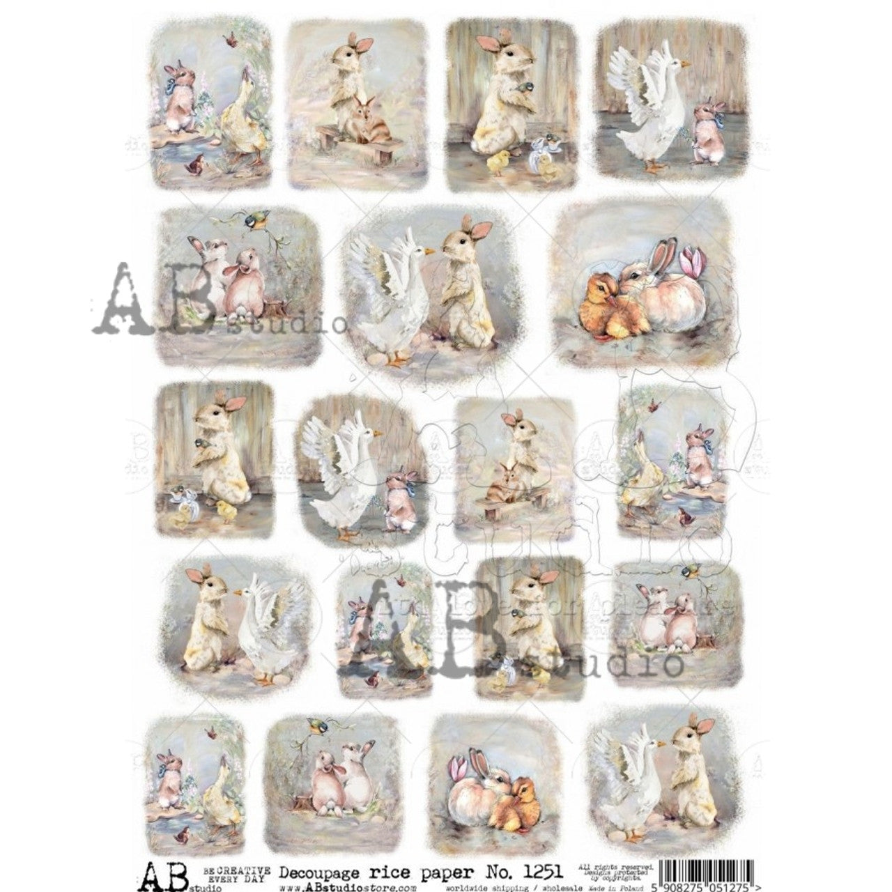 AB Studios Rice Paper 19 Mini Easter Scenes A4 (8.3 X11.7 INCHES )