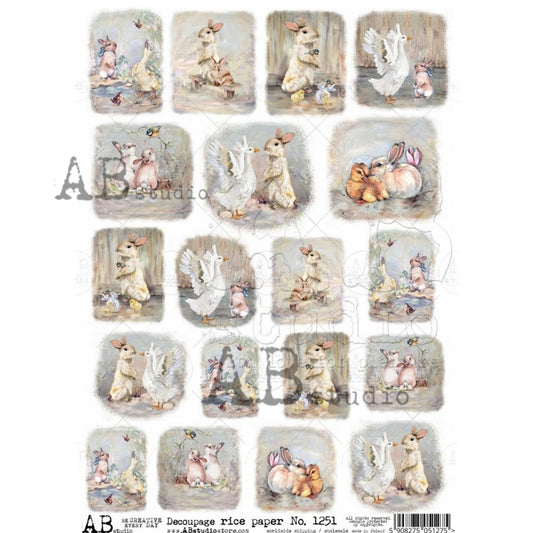 AB Studios Rice Paper 19 Mini Easter Scenes A4 (8.3 X11.7 INCHES )