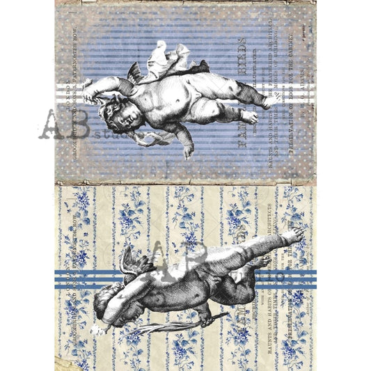 AB Studios Rice Paper Grain Sack  Cherubs A4 (8.3 X11.7 INCHES )