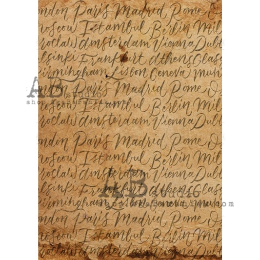 AB Studios Rice Paper Travel words A4 (8.3 X11.7 INCHES )